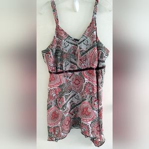 FASHION BUG WOMEN'S PLUS SIZE 20W MULTICOLOR SLEEVELESS TOP PAISLEY AND FLORAL